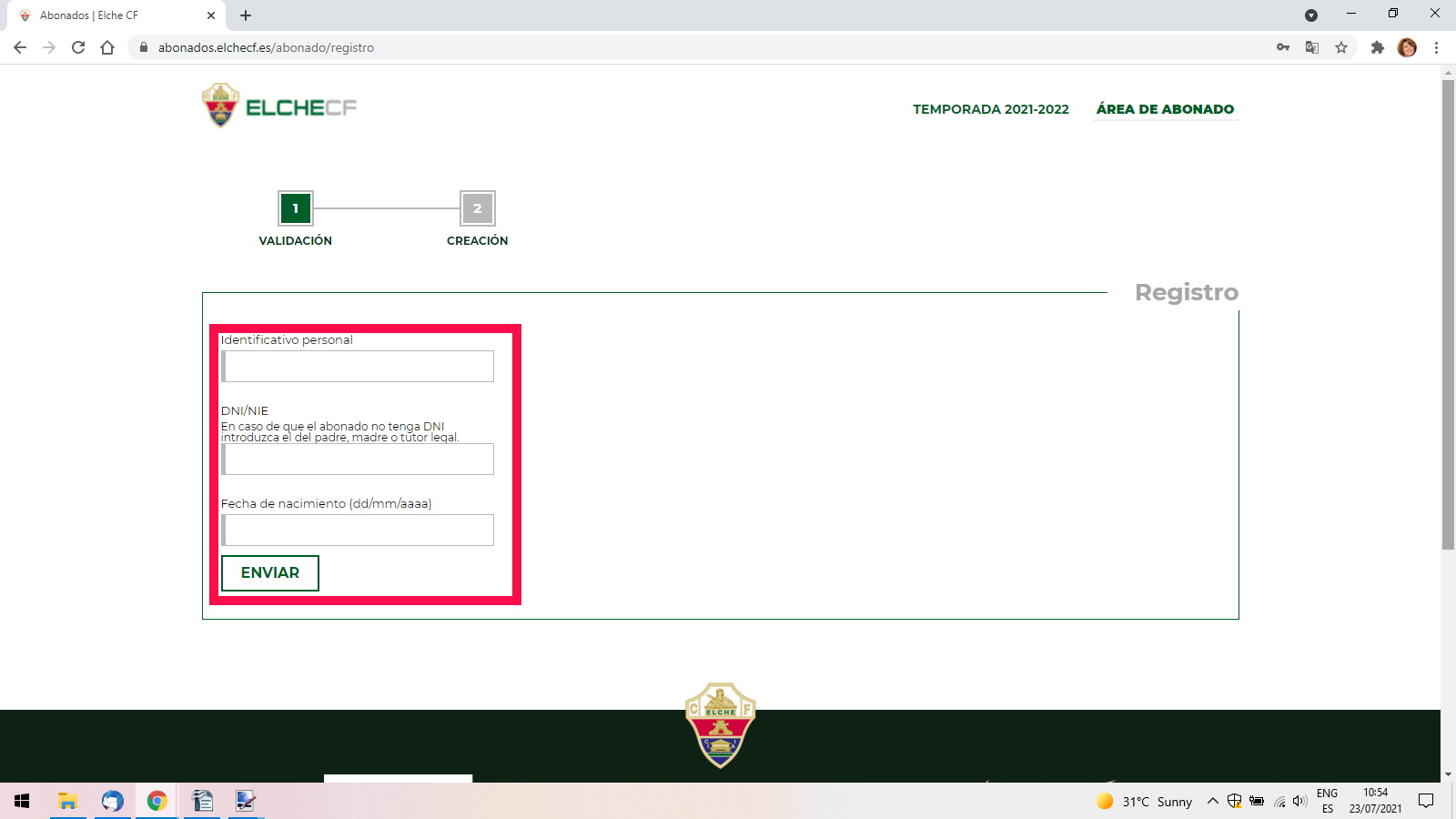 EuroTourGuide Elche CF Season Ticket Renewal Step 3