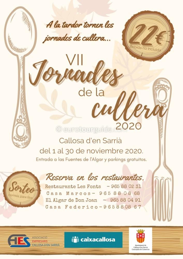 Callosa d'en Sarria VII Jornades de la Cullera 2020 Callosa d'en Sarria 7th Cullera Menus 1st-30th November 2020