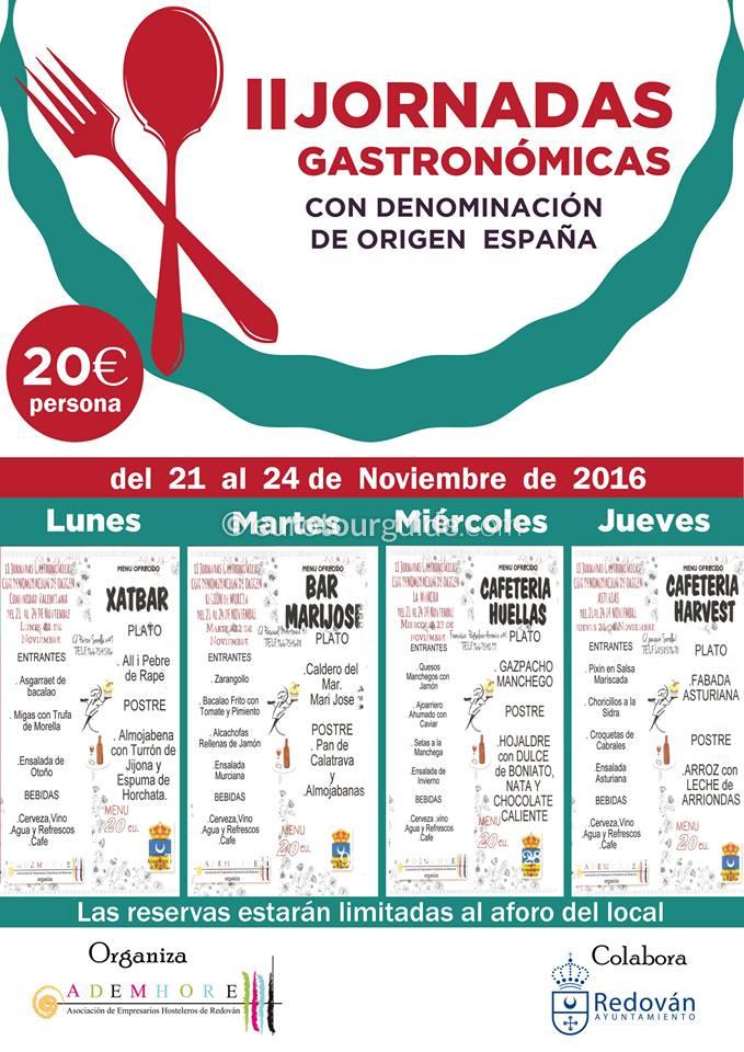 Redovan II Jornadas Gastronomicas 2016 Redovan Gastronomy Menus 21st-24th November 2016
