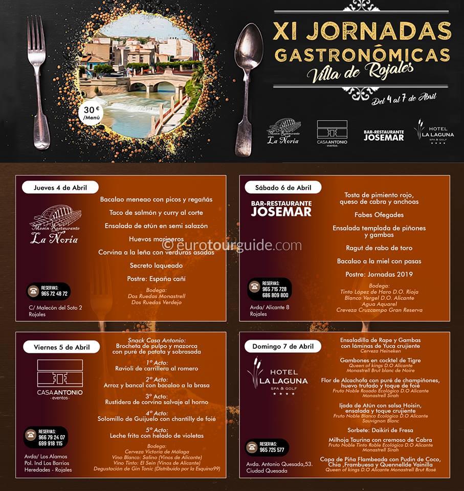 Rojales XI Jornadas Gastronomicas 2019 Rojales 11th Gastronomy Days 4th-7th April 2019